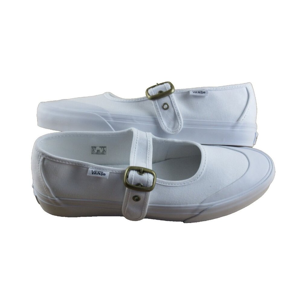 Vans White Canvas Mary Jane Sneakers with Buckle